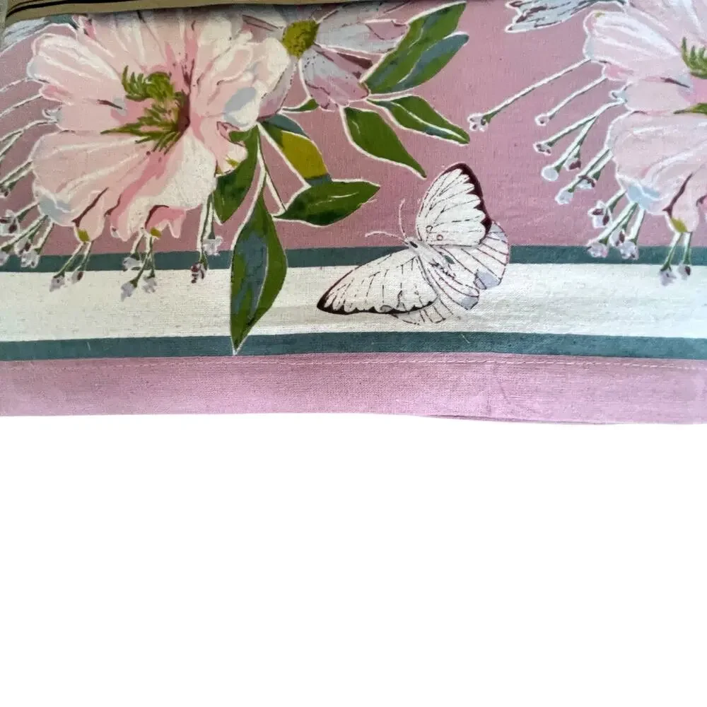 MAHOGANY Cotton Tablecloth 60x120 Pink Floral Butterflies NEW